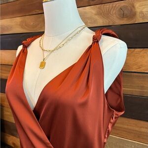 Moodie Terracotta Drape Dress